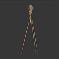 Classic Vintage Brass Telescopes With Tripod Stands On White Background