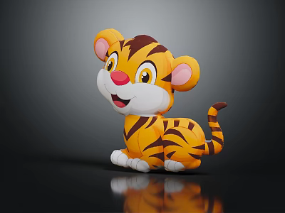 Adorable Tiger Themed Kids Chair With Soft Fabric And Sturdy Structure 3d model
