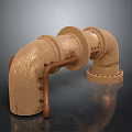 Rusty Industrial Metal Pipe Fitting With Elbow Joint And Flange Connections