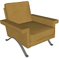 Stylish Beige Single Sofa With Fabric Upholstery Modern Design And Metal Legs