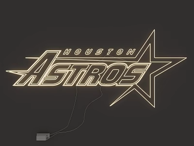 Houston Astros Illuminated Neon Sign Light Fixture With Star Design 3d model