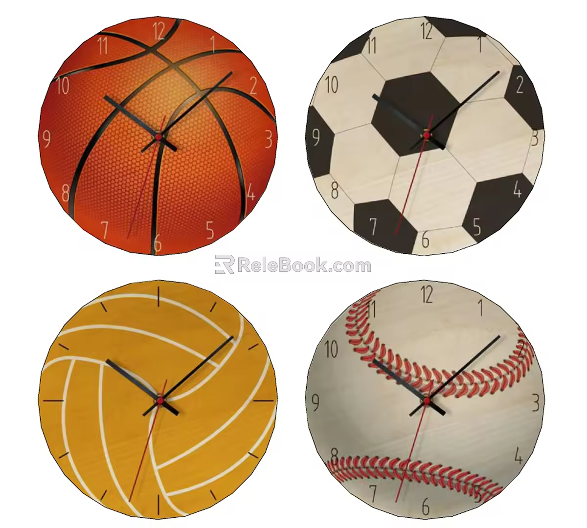 modern clock spherical wall clock quartz clock 3d model
