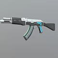 Advanced Tactical Rifle With Modern Black Silver Finish And Blue Accent Grip Design