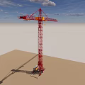 Red Tower Crane With Long Boom Industrial Equipment For Construction Site Work