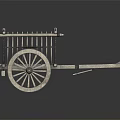 Vintage Classic Cart With Wooden Base Metal Frame Large Wheels And Handle For Transportation Use