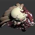 Blonde Anime Character Wearing Red Dress With Red Bow And Striped Socks Waving