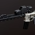 Tactical Rifle With Red Dot Sight And Magnifying Scope On Picatinny Rail Tan Finish