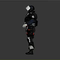 Game and Movie Tactical Character With White Helmet Black Armor And Gear