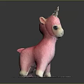 Pink Unicorn Plush Doll With Soft Texture Standing On Gray Base