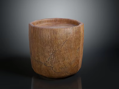 Natural Rustic Wooden Container With Visible Wood Grain Texture And Smooth Surface 3d model