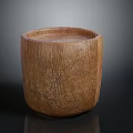 Natural Rustic Wooden Container With Visible Wood Grain Texture And Smooth Surface