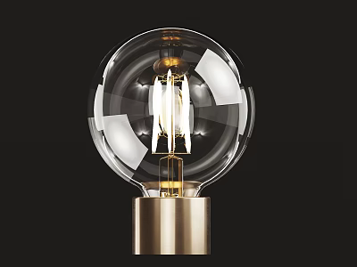 Elegant Transparent Glass Globe Light Bulb With Brass Base And Modern Design 3d model