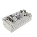 Modern Two Seater Sofa With Soft Beige Upholstery And Decorative Patterned Pillows 3d model
