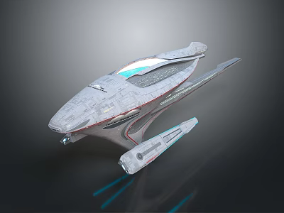 Futuristic Spaceship With Sleek Design Illuminated Blue Elements And Structural Details 3d model