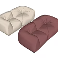 Modern Two Seater Sofa Set Beige And Red With Tufted Backrest And Rounded Arms 3d model