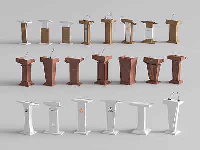 Various Podium Designs In Different Colors Styles And Materials For Events 3d model