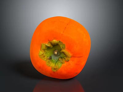Fresh Orange Persimmon Fruit with Green Calyx and Slight Cracks for Daily Use 3d model