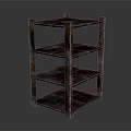 Rustic Metal Four Tier Storage Shelf With Open Design And Sturdy Structure 3d model