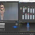 Female Game and Movie Character Standing in Black Bikini Pose 3D Model with Short Hair