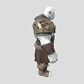 Orc Warrior Spiked Gauntlet Weapon With Brown Armored Outfit And Gold Accents