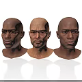 Three Bald Male Head Models Displaying Detailed Realistic Facial Features