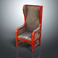 Comfortable Accent Chair With Red Frame Woven Texture And Curved Armrests