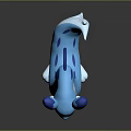 Blue And White Mythical Creature Character With Spotted Body Horns And Tail 3D Model Design