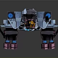 Sci-Fi Mech Robot Character For Game Movie With Blue Gray Armor And Pink Arm Cannons