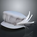 Elegant Gray Stylish Hat With Feather Accent And Metal Buckle Accessory