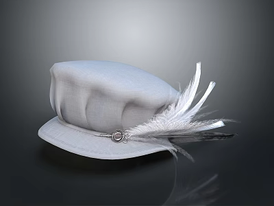 Elegant Gray Stylish Hat With Feather Accent And Metal Buckle Accessory 3d model Elegant Gray Stylish Hat With Feather Accent And Metal Buckle Accessory 3d model