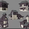 Traditional Wooden Architecture With Tile Roof Arched Doors And Multi Layer Design