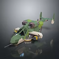 Camouflage Military Weapon 3D Model With Rotors Wheels And Cannon Structure