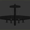 Black 3D Aerospace Bomber Model With Four Propellers And Wing Emblems