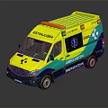 Yellow and Blue Ambulance Van with ASTALDI JV Logo and Emergency Medical Symbol