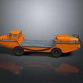 Orange Amphibious Vehicle With Boat Like Hull And Strong Wheels For Multi Purpose Use