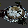 Futuristic Industrial Circular Structure With Blue Central Area And Orange Ring