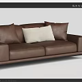 Brown Leather Two Seater Sofa With Modern Design And Soft Comfortable Cushions