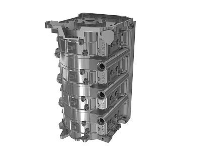Precision Machined Metal Engine Block With Multi Cylinder Structure And Holes 3d model