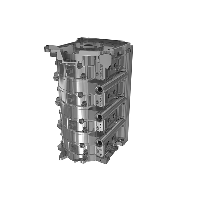 Precision Machined Metal Engine Block With Multi Cylinder Structure And Holes 3d model