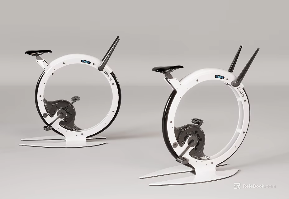 Modern White Elliptical Fitness Equipment With Black Components For Home Exercise 3d model 