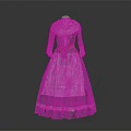 Traditional Green Long Dress with White Lace Apron and Ornate Decorative Details