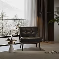 Modern Tufted Black Leather Leisure Chair For Elegant Minimalist Living Room Interior