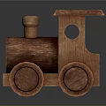 Handcrafted Wooden Toy Train With Wood Grain Details Round Wheels And Small Chimney