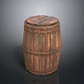 Rustic Wooden Barrel With Metal Hoops For Home Storage And Decor