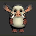 Cute Fantasy Creature 3D Character Design With Large Ears Curved Tusks And Fluffy Fur