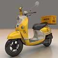 Modern Yellow Electric Scooter With Food Delivery Box For Urban Delivery Services