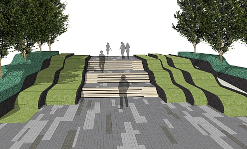 Modern Step Landscape 3d model