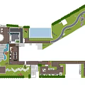 Lush Green Roof Garden with Stone Path Steps Trees and Relaxation Area