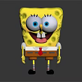SpongeBob SquarePants Yellow Square Character With Big Eyes Smiling Face And Red Tie