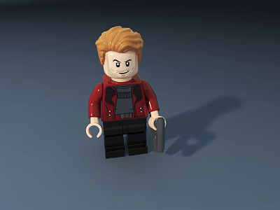Lego Style Action Doll With Blonde Hair Red Jacket Black Pants And Holding Accessory 3d model